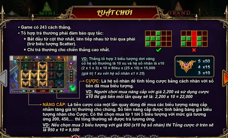 Hướng dẫn cách chơi và các biểu tượng trong Bá Tước Quyền Năng tại RikVip