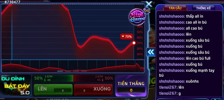 Giao diện trò chơi Đu Đỉnh Bắt Đáy tại RIkVip