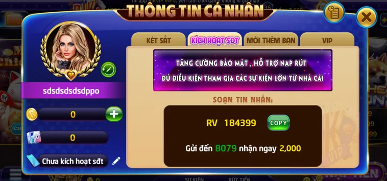 Sau khi đăng kí nhanh chóng kích hoạt số điện thoại để bảo mật tài khoản.
