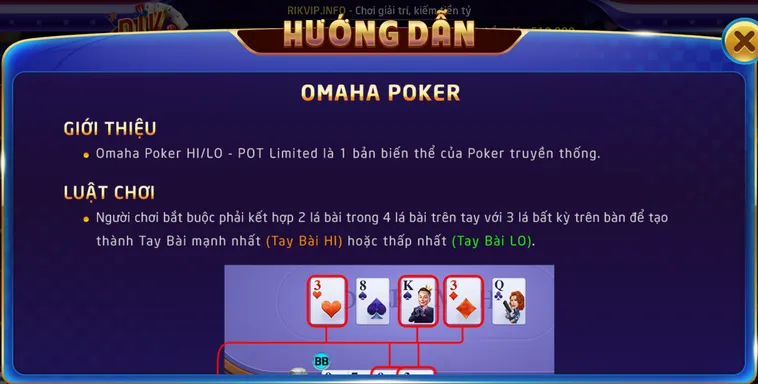 Giới thiệu về luật chơi của game bài Omaha Poker