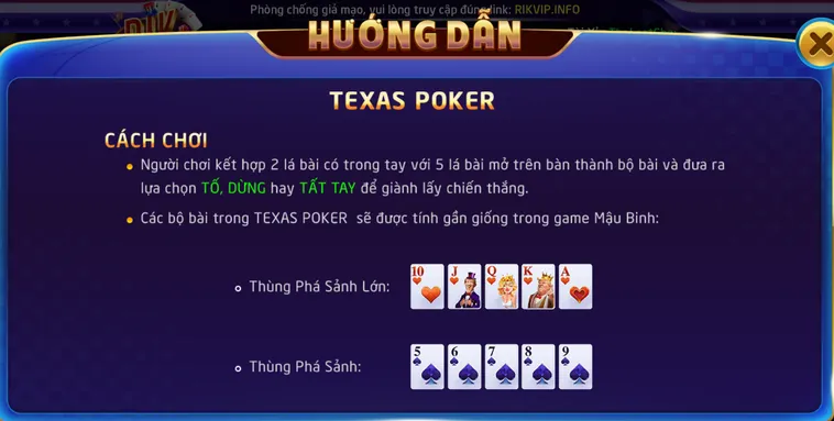 Cách Chơi Texas Poker Tại RikVip Chuẩn Xác