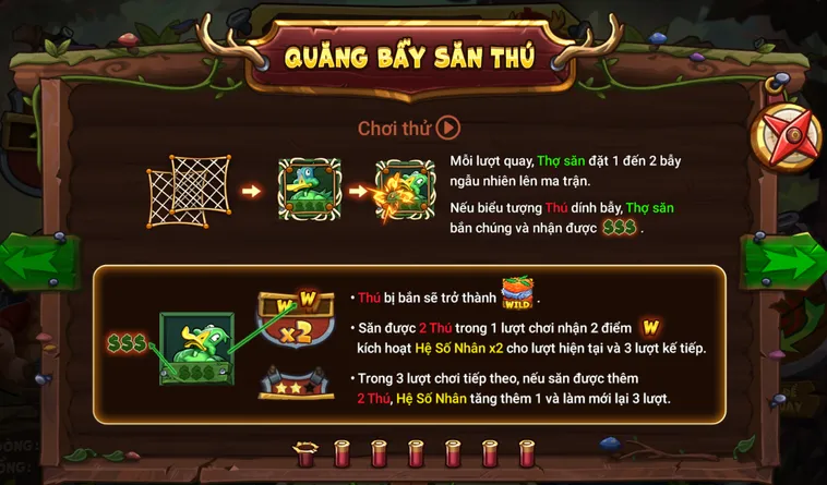 Hướng dẫn quăng bẫy giăng thú và các hệ số thưởng