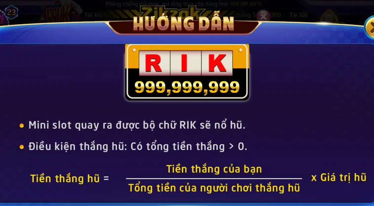 Hướng dẫn tính tiền thắng hũ - Zik Zak tại RikVip