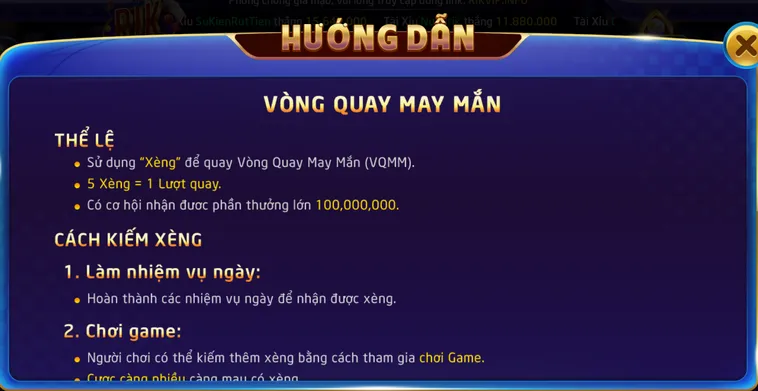 Cách Chơi Minigame Vòng Quay May Mắn Tại RikVip
